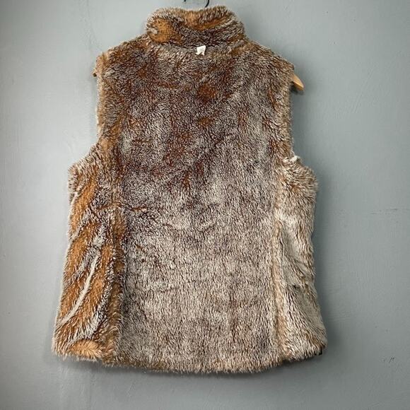 Y2K Gap Reversible Vest Chocolate Brown Faux Fur Womens Size Medium Gilet Boho - Picture 4 of 10